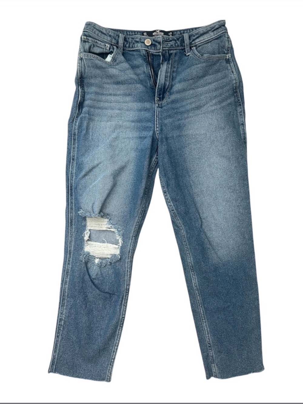Hollister Women's Medium Blue Distressed Boyfriend Jeans